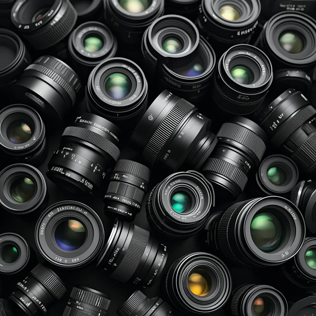 Colección de diferentes tipos de lentes fotográficos