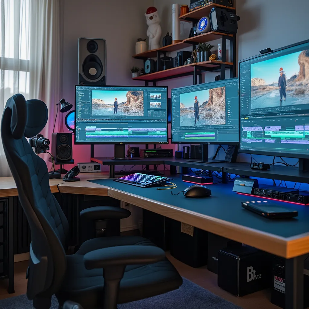 Escritorio de edición de video organizado