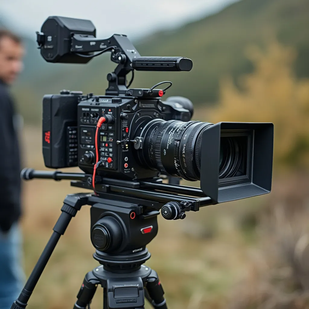 Cámara profesional en un set de filmación