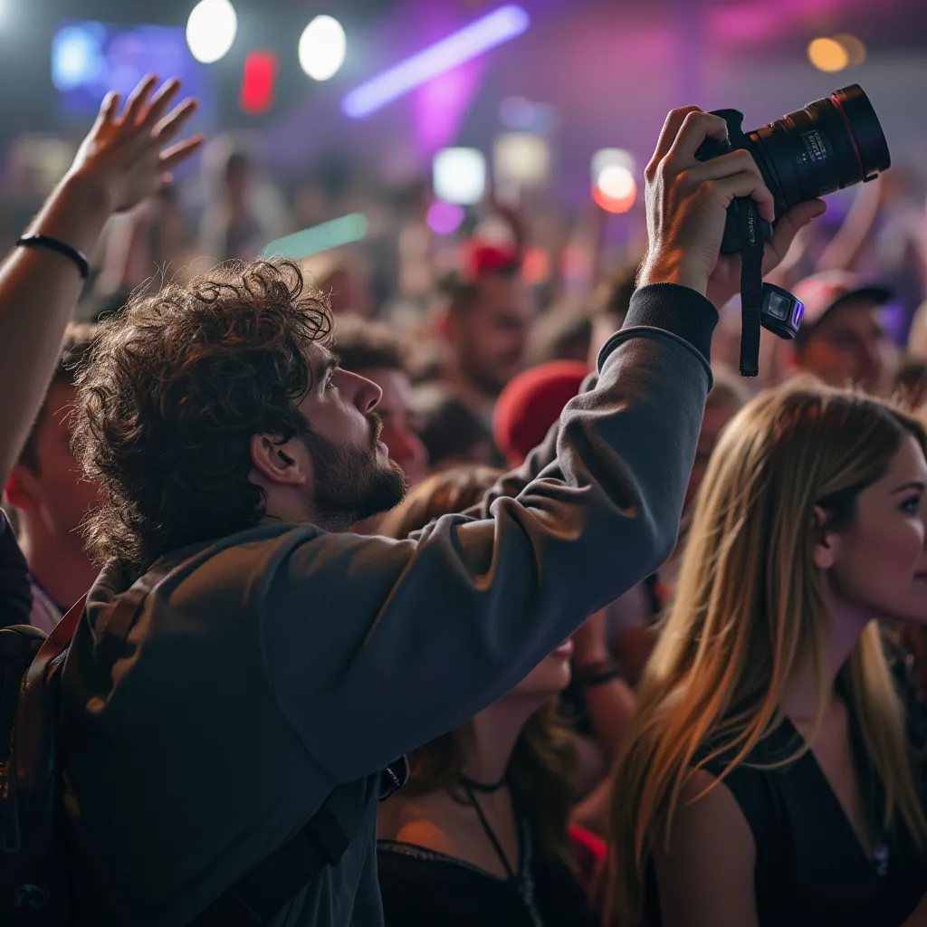 Fotógrafo cubriendo un evento en vivo