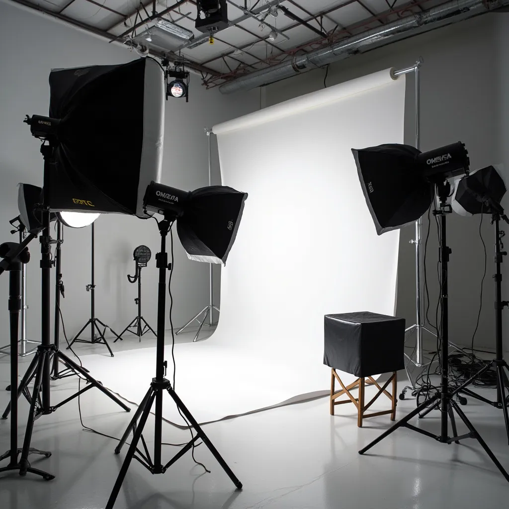 Configuración de iluminación profesional en estudio