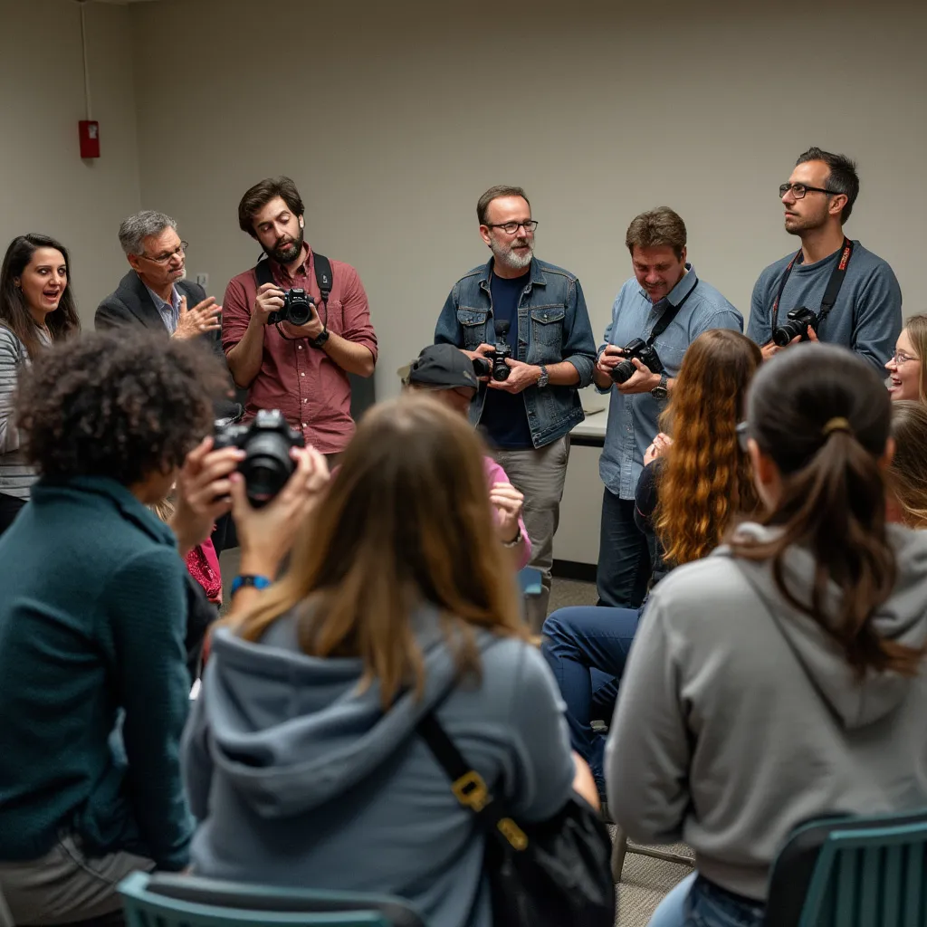Personas participando en un taller de fotografía